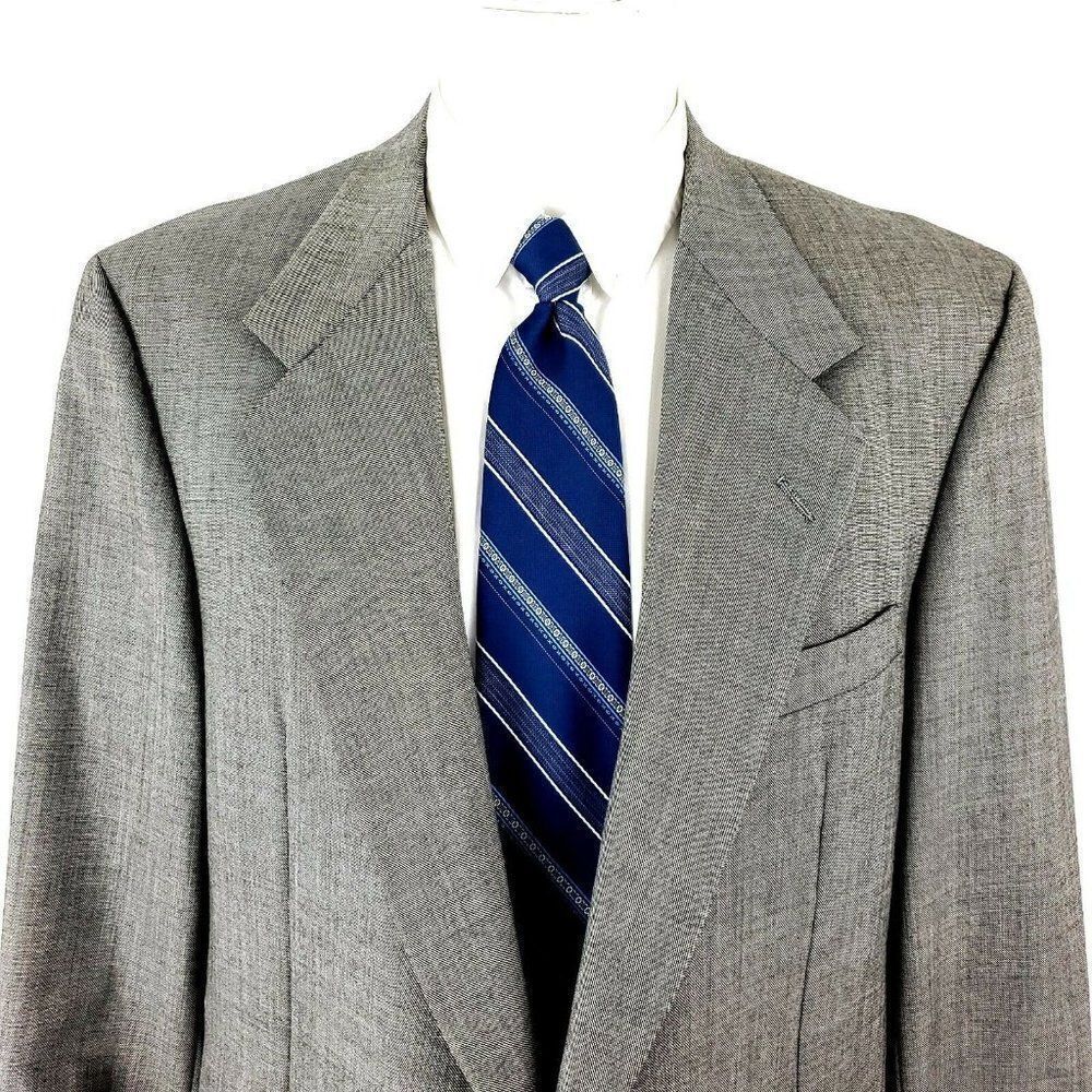Vintage Hickey Freeman Nordstrom‎ Wool 2 Button Sport Coat 42L Sharkskin Gray